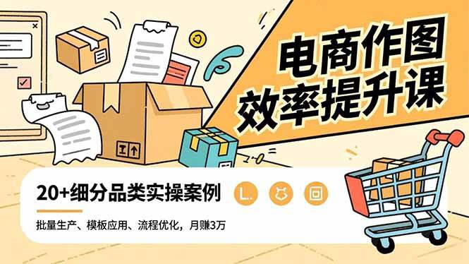 (11.27)电商作图效率提升课，批量生产、模板应用、流程优化，20+细分品类实操案例，月赚3万