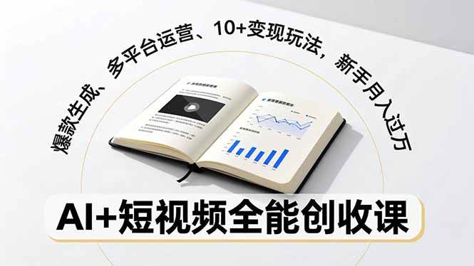 (12.7)AI+短视频全能创收课，爆款生成、多平台运营、10+变现玩法，新手月入过万