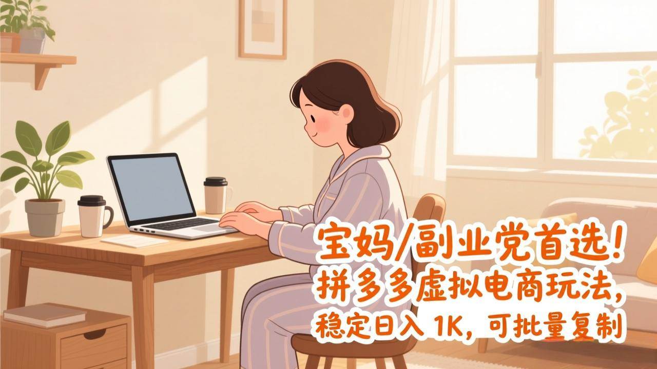 (1.20)宝妈 / 副业党首选！拼多多虚拟电商玩法，稳定日入 1K，可批量复制