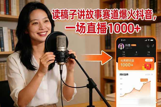 (1.16)读稿子讲故事赛道爆火抖音，一场直播日入1000+