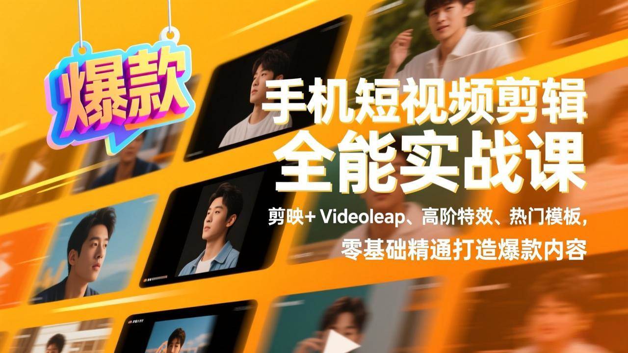 (2.8)手机短视频剪辑全能实战课，剪映+Videoleap、高阶特效、热门模板，零基础精通打造爆款内容
