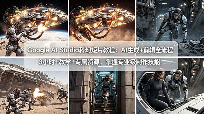 (4.24)Google AI Studio科幻短片教程：AI生成+剪辑全流程，3小时+教学+专属资源，掌握专业级制作技能