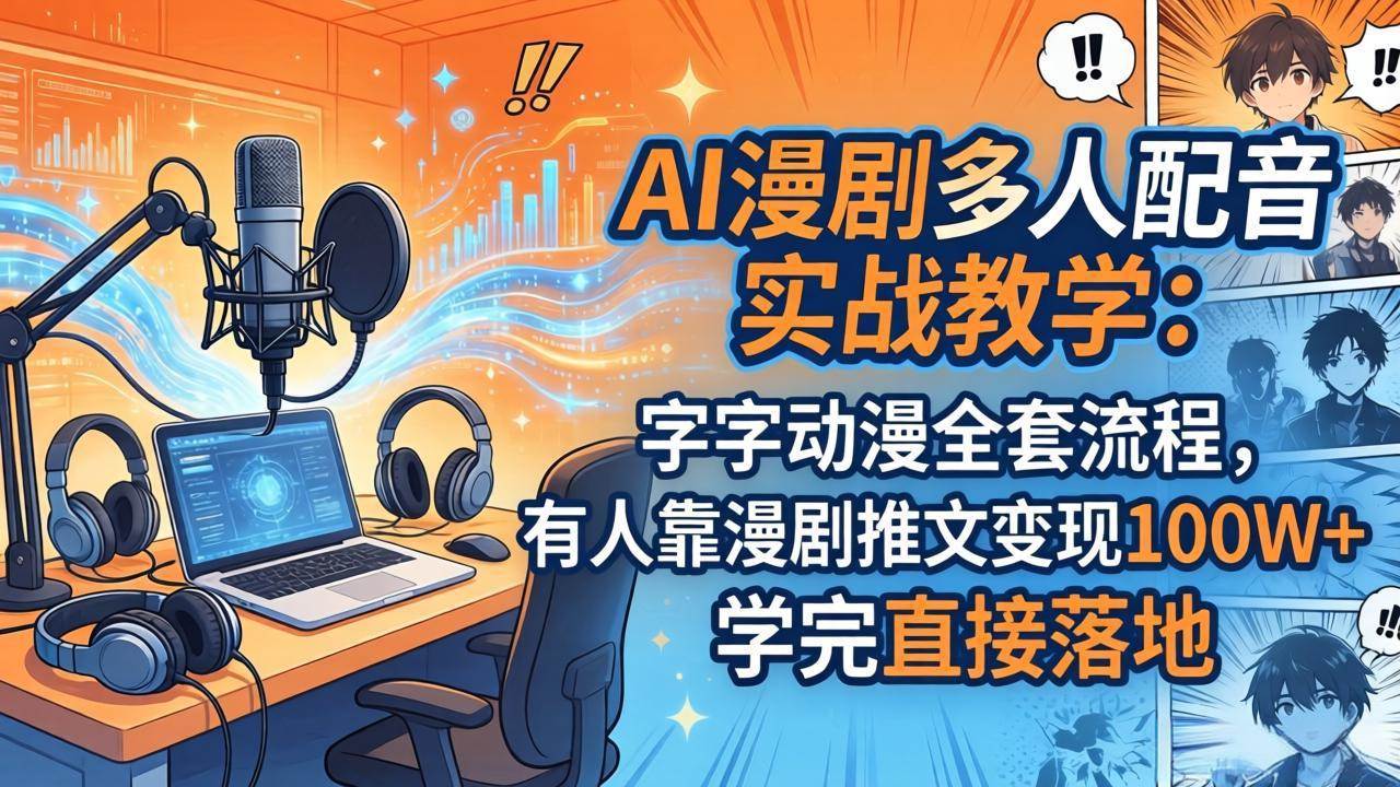 (4.17) AI漫剧多人配音实战教学：字字动漫全套流程，有人靠漫剧推文变现100W+，学完直接落地